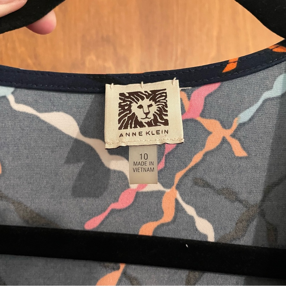 Anne Klein abstract print wrap look dress - Picture 3 of 3